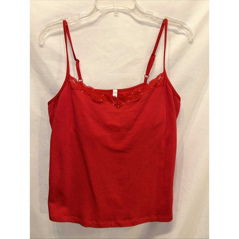 Steve Cami Tank Top Womens XL Lace Detail Stretch Red Whimsigoth Y2K Coquette